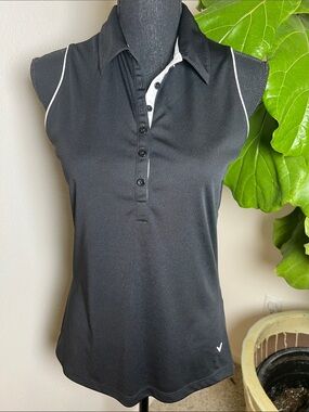Callaway Women’s Black White Sleeveless Scrunch Design on Back Size Medium